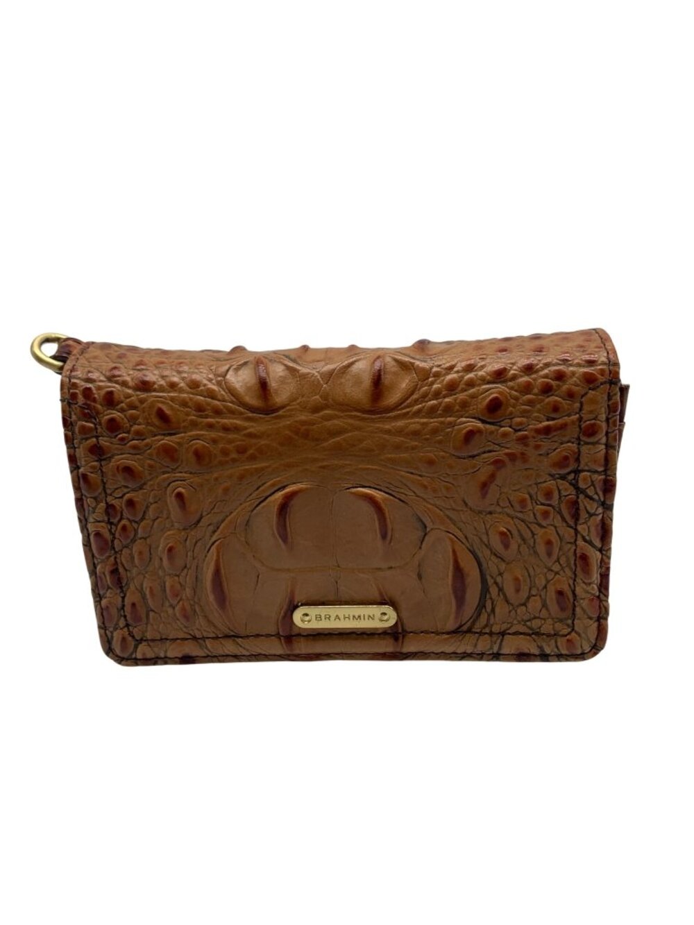 Brahmin Pecan Melbourne Croc Embossed Leather Wristlet Wallet